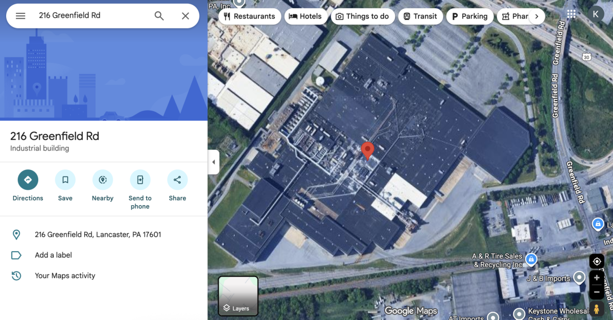 Screenshot of the proposed building area for the future Greenfield Data Center.